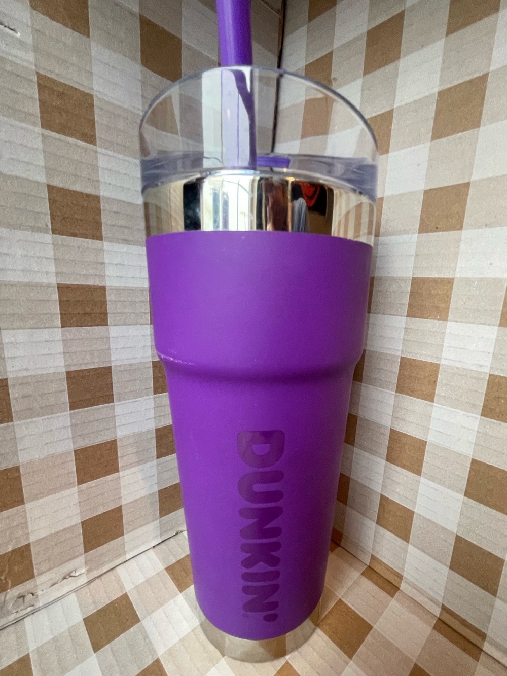 Dunkin' Purple Insulated Travel Tumbler with Straw, 24 oz